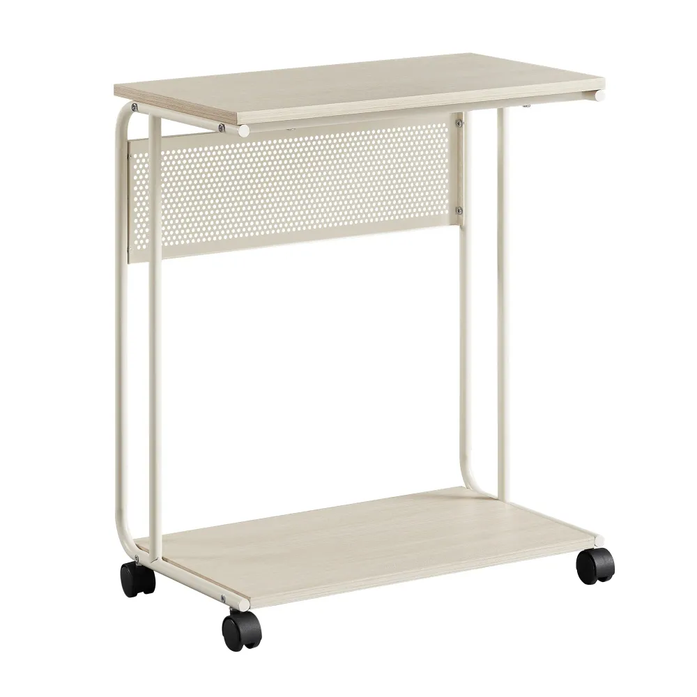 Mali pomoćni stolic, stolić za kafu C oblika, 55 x 24 x 66 cm, krem bijeli