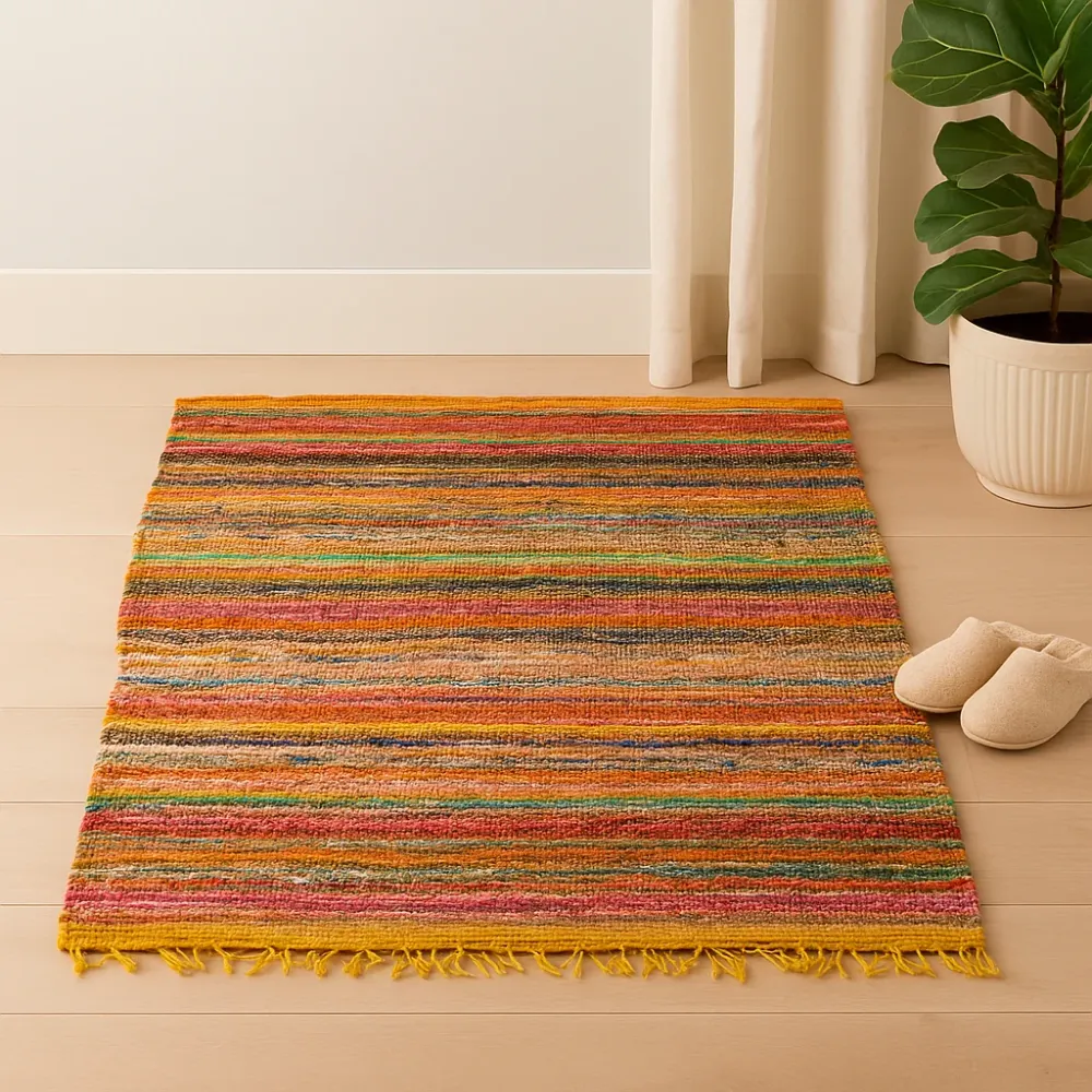 Tepih od krpa 154 x 90 cm Žuti Reciklirani