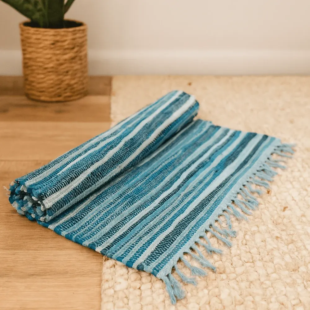 Tepih od krpa mali aqua plavi 50x90cm