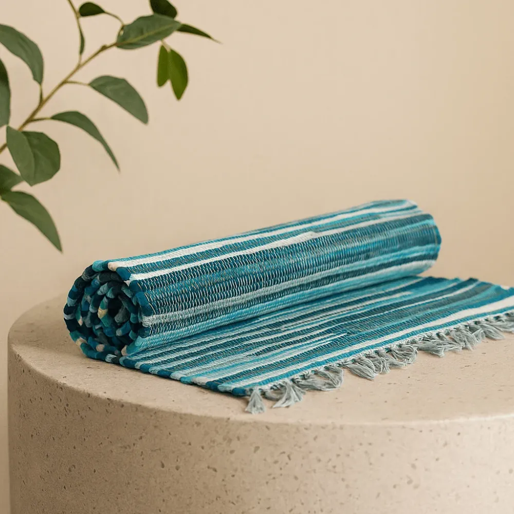 Veliki tepih od krpa 150x90cm – Aqua plava