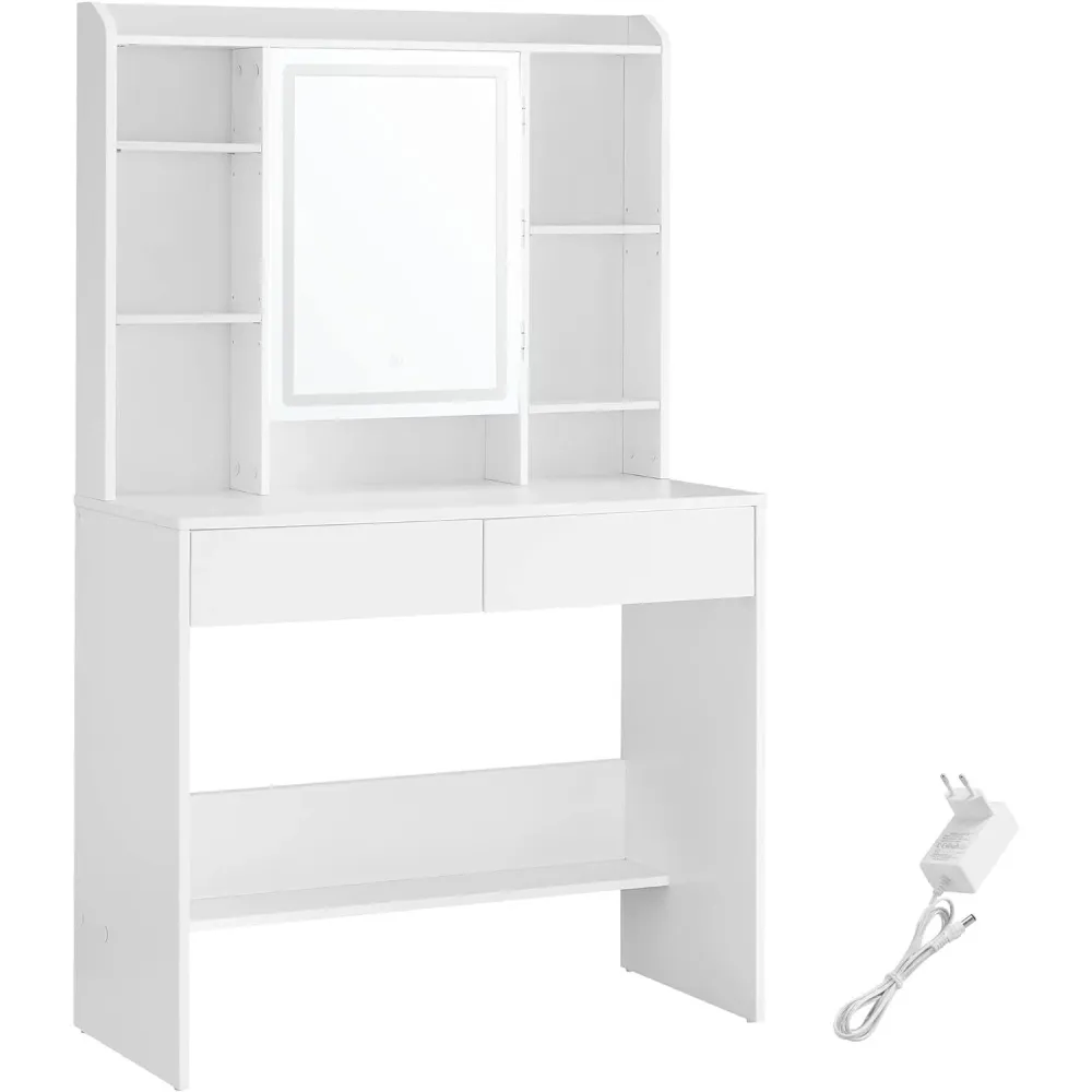 Toaletni stol s podesivim LED osvjetljenjem, 40 x 90 x 144.7 cm, bijeli | VASAGLE