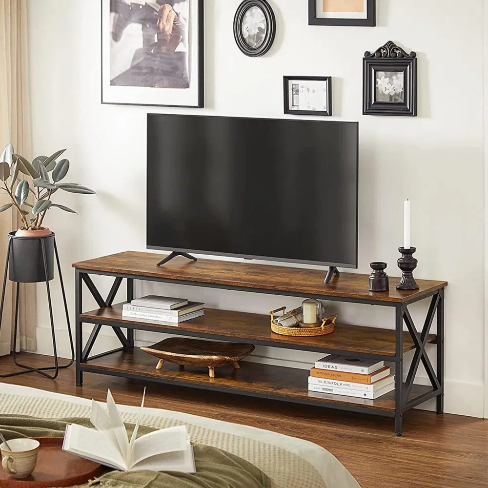 TV ormarić s otvorenim pretincem, TV stolić s nosačem u obliku slova X 147 x 50 x 40 cm
