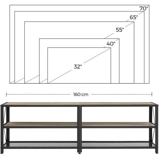 TV ormarić, TV stalak, 160 x 52 x 39 cm, siva i crna