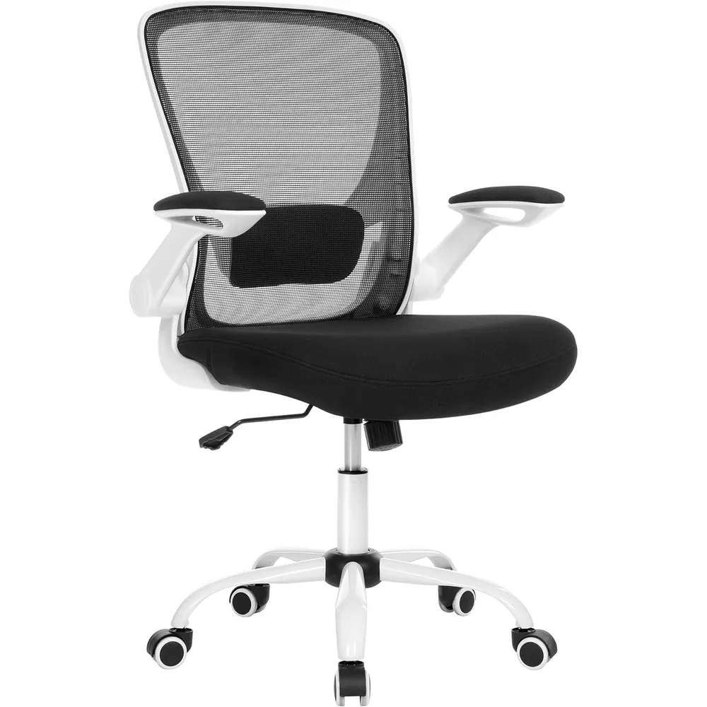 Ergonomska, okretna uredska stolica s mrežastim naslonom, crno-bijela