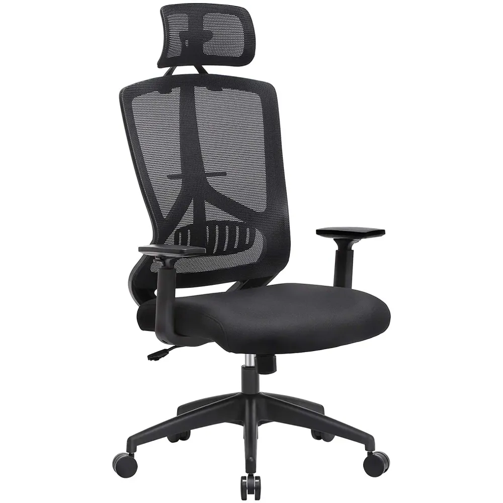 Ergonomska uredska stolica s lumbalnom potporom, crna