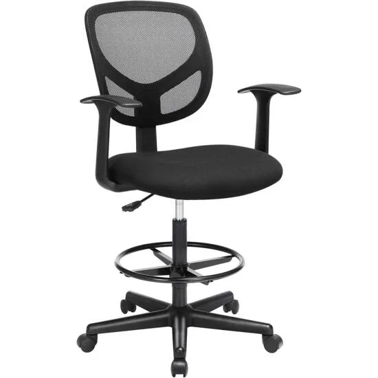 Ergonomska uredska stolica s naslonima za ruke, visina sjedala 55-75 cm, crna