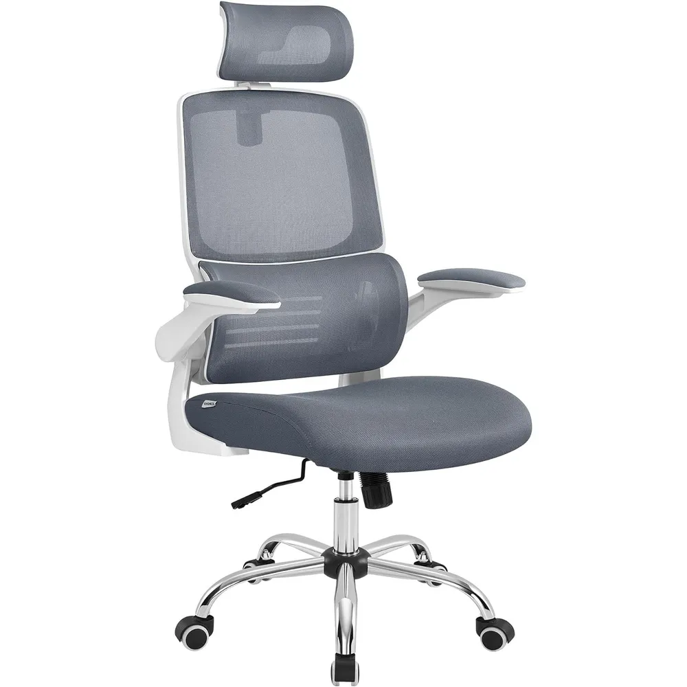 Ergonomska uredska stolica s podesivim naslonima za leđ, ruke i glavu, siva