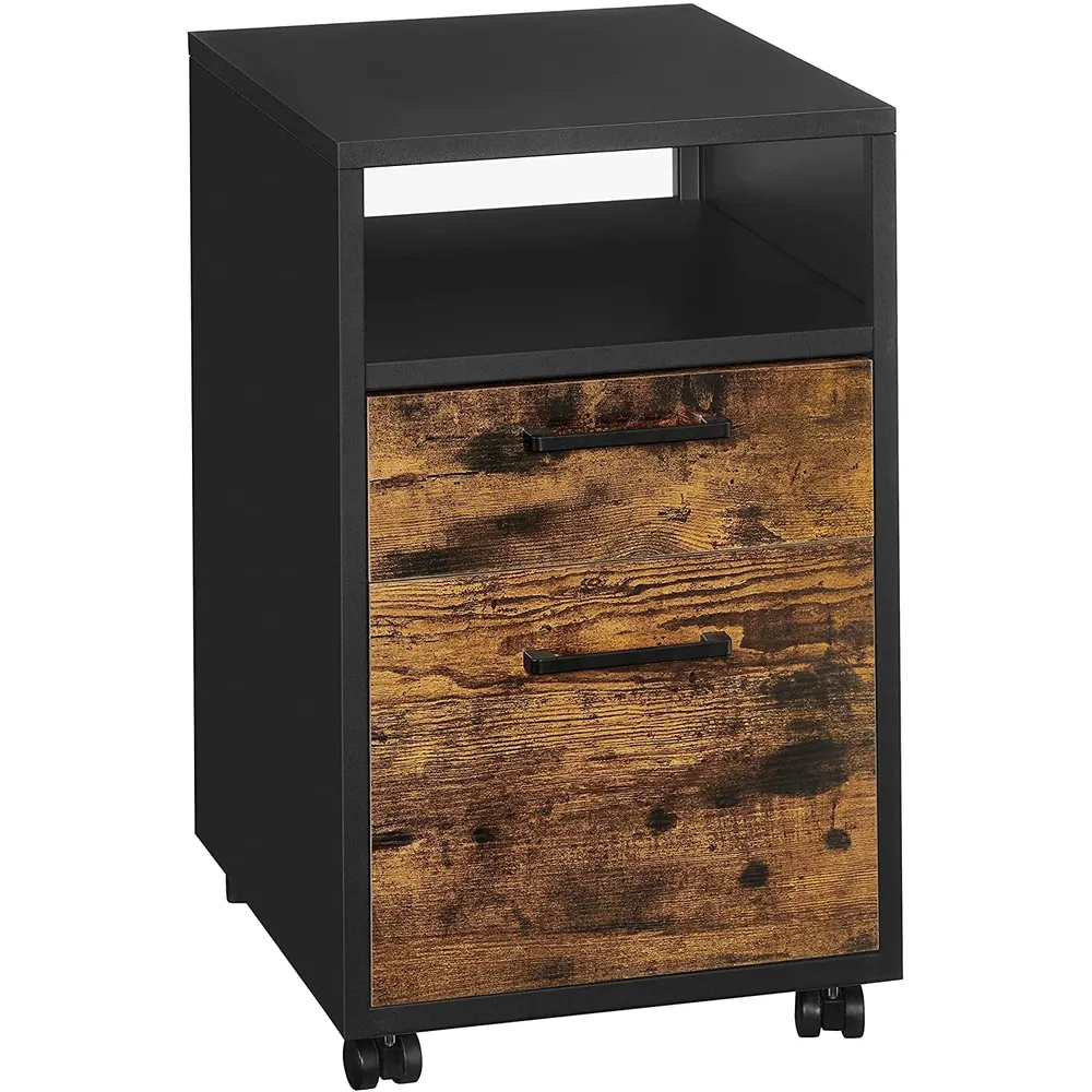 Ormar za spise, Uredski ormar s 2 ladice, 39 x 64 x 46 cm, rustikalno smeđ i crna