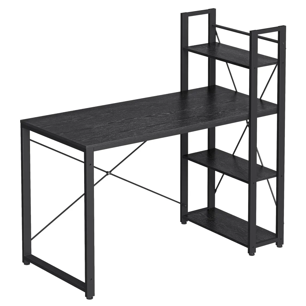 Radni stol s policama desno ili lijevo, 56 x 120 x 120 cm, crni