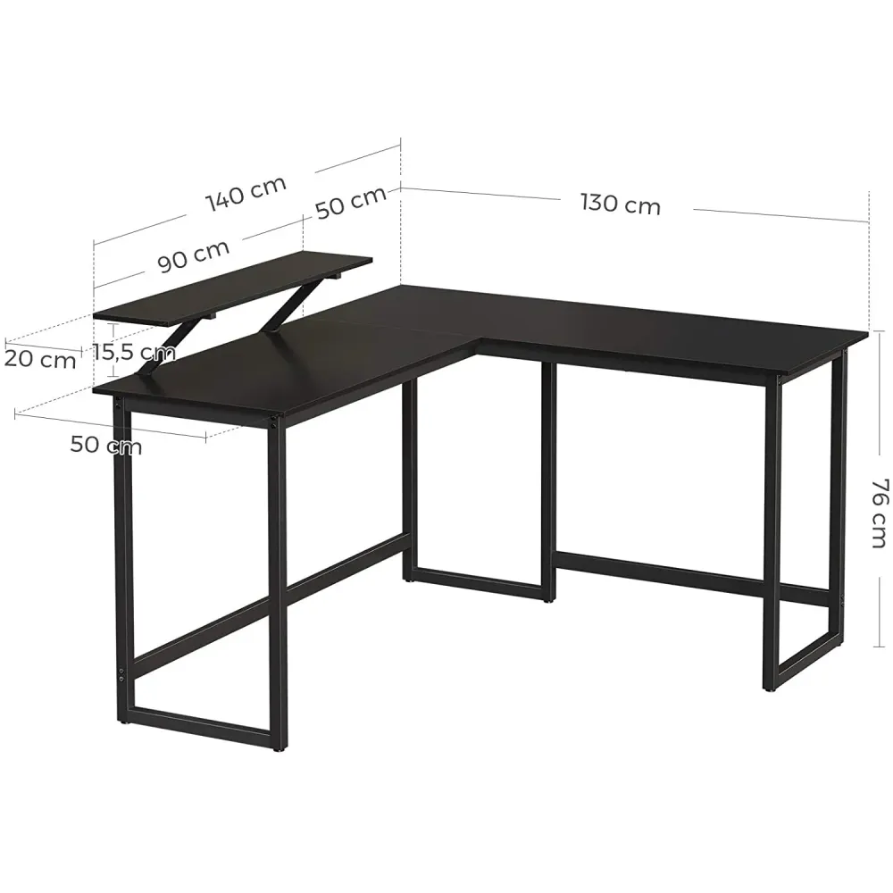 Radni stol, računalni stol u obliku slova L sa stalkom za monitor 140 x 130 x 89 cm