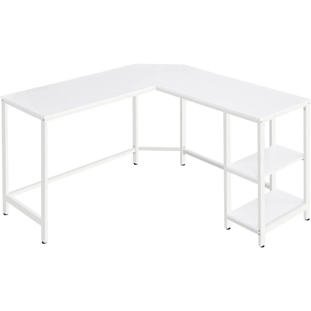 Računalni stol, kutni stol u obliku slova L, 138 x 138 x 76 cm, bijeli