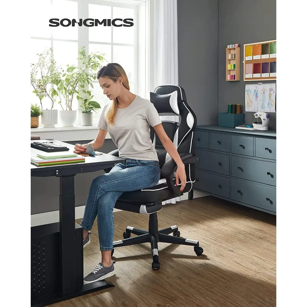 Songmics Gaming stolica, uredska stolica s naslonom za glavu