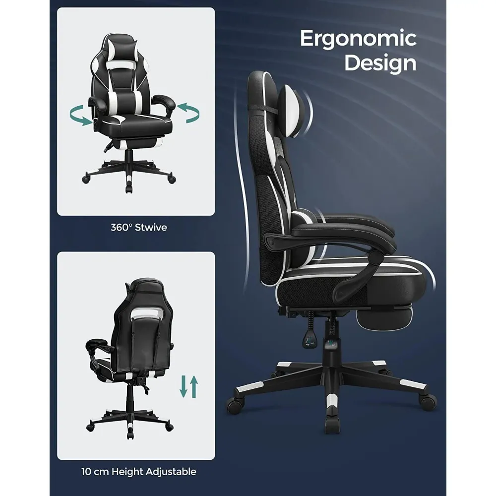 Songmics Gaming stolica, uredska stolica s naslonom za glavu