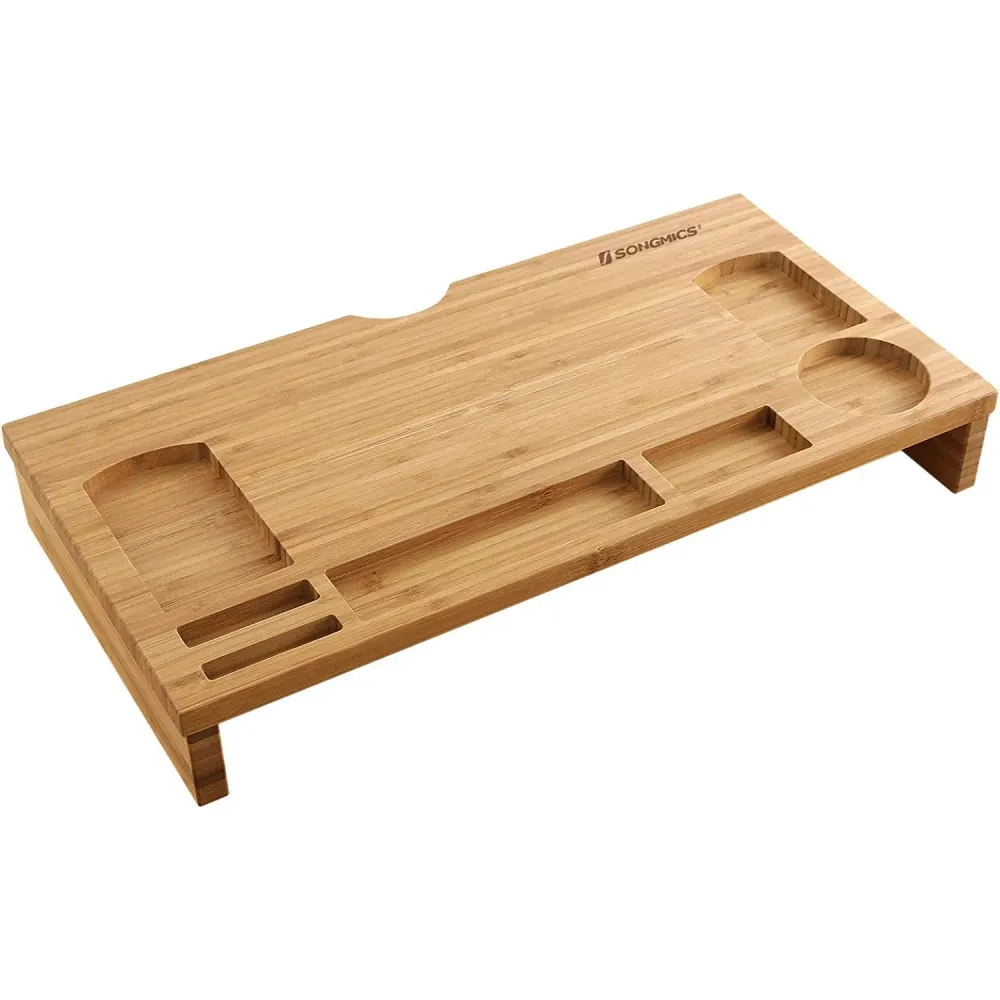 Stalak za monitor, stolni organizator od bambusa, 60 x 30,2 x 8,5 cm