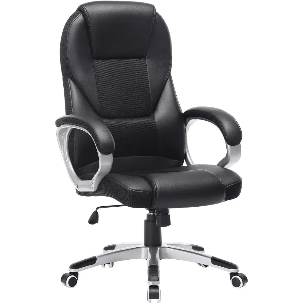 Uredska stolica s visokim naslonom, ergonomska, podesiva, crne boje