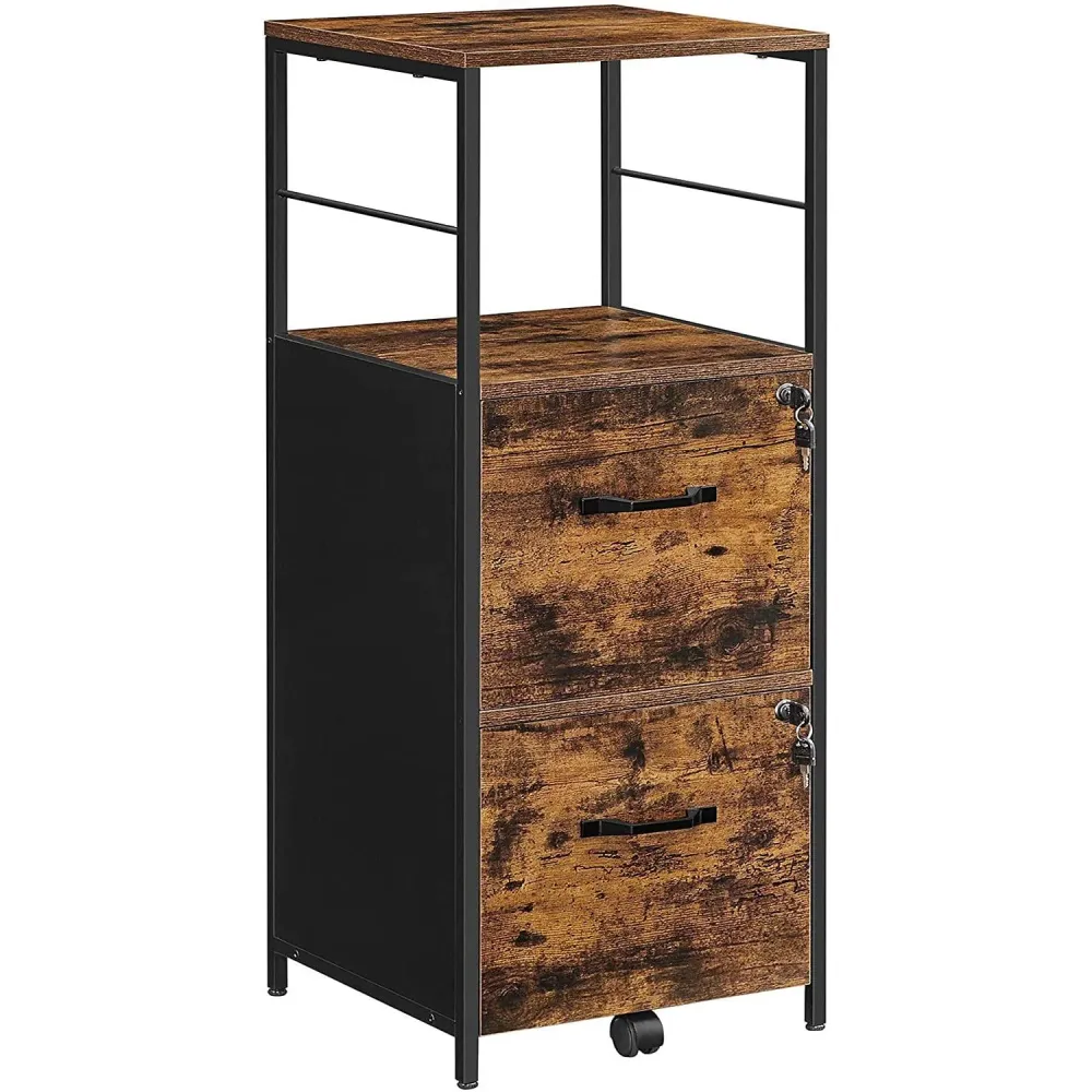 VASAGE Ormar za spise s 2 ladice, Ormar za spise 41 x 107,9 x 40,2 cm, rustikalno smeđi
